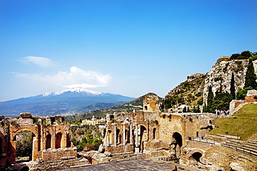 Teatro Greco, Etna, Taormina, Sicily, Italy, Europe