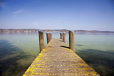 Jetty on Reichenau island, Lake Constance, Baden-Wuerttemberg, Germany, Europe