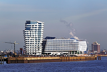 Modern architecture, Marco Polo Tower and Unilever Centre in HafenCity, Port of Hamburg, Hanseatic City of Hamburg, Germany, Europe