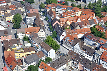 Aerial view from Ulmer Muenster, Ulm Minster, church, historic city centre, Ulm, Baden-Wuerttemberg, Germany, Europe