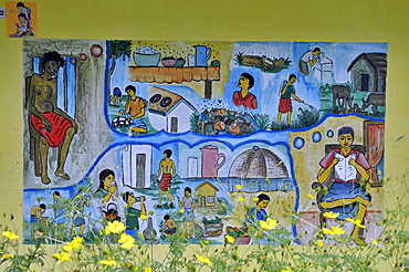 Wall painting depicting hygiene measures, school for the deaf, Beliatta, Sri Lanka, Ceylon, South Asia, Asia