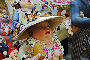 Crude carnival characters and satirical sculptures at a parade, Fallas festival, Falles festival in Valencia in early spring, Spain, Europe