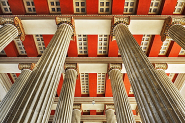 Ceiling of the Propylaea with Ionic columns, 1854-1862, Koenigsplatz, Munich, Bavaria, Germany, Europe