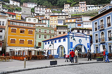 Colourful houses, Cudillero coastal village, Asturias, Spain, Europe