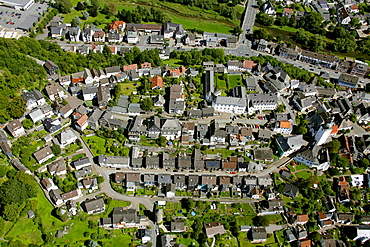 Aerial view, historic town centre with bell tower, Arnsberg, North Rhine-Westphalia, Germany, Europe