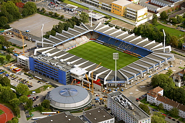 Aerial view, Rewir Power Stadium, stadium expansion VfL Bochum, Bochum, Ruhr Area, North Rhine-Westphalia, Germany, Europe