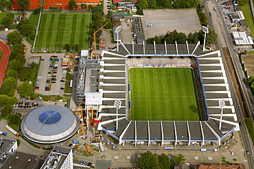 Aerial view, Rewir Power Stadium, stadium expansion VfL Bochum, Bochum, Ruhr Area, North Rhine-Westphalia, Germany, Europe