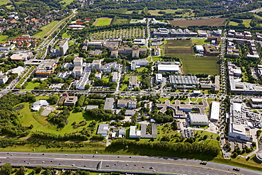 Aerial view, Technology Park Dortmund, University of Dortmund, the Fraunhofer Institute, Dortmund, Ruhr area, North Rhine-Westphalia, Germany, Europe