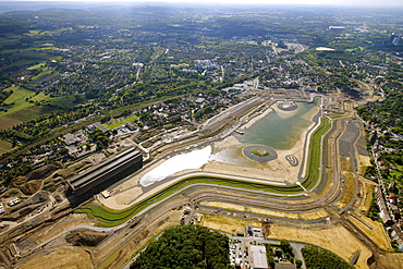 Aerial view, Phoenix-See lake, also named Phoenix-Ost project, Emschersee lake, Emscher river, Dortmund, Ruhr area, North Rhine-Westphalia, Germany, Europe