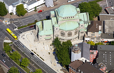 Aerial view, synagogue, Essen, Ruhr Area, North Rhine-Westphalia, Germany, Europe