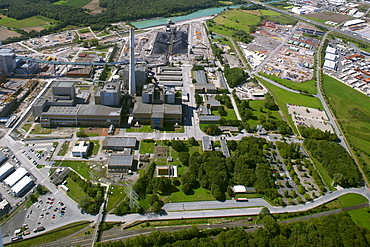 Aerial view, Kraftwerk Westfalen power plant, owned by RWE Power, an electric power company, construction site of the coal power station, Uentrop district, Hamm, Ruhr area, North Rhine-Westphalia, Germany, Europe