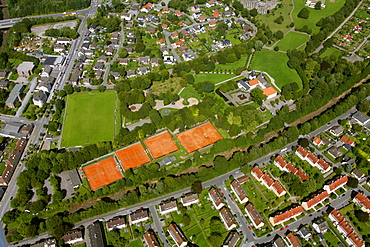 Aerial view, Schloss Martfeld castle, Schlosspark park, Bergisches Land region, Schwelm, North Rhine-Westphalia, Germany, Europe