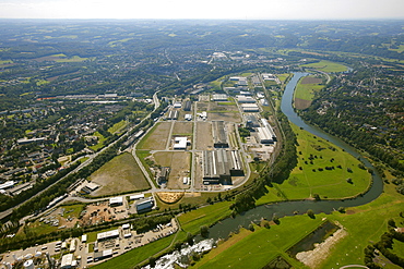 Aerial view, trade and landscape park Henrichshuette, Hattingen, Ruhr Area, North Rhine-Westphalia, Germany, Europe