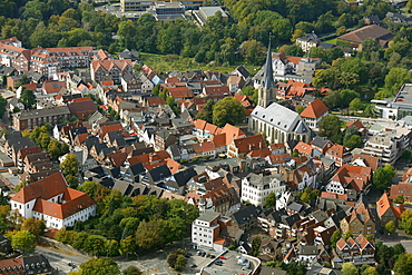 Aerial view, city centre with the church of St. Christopher, Werne, Ruhr area, North Rhine-Westphalia, Germany, Europe