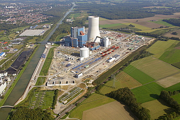Aerial view, E.ON power plant Datteln IV, Ruhr Area, North Rhine-Westphalia, Germany, Europe