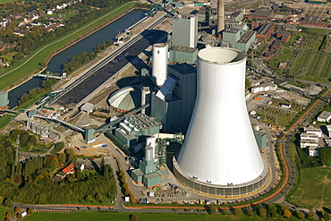 Aerial view, EVONIK STEAG power plant Walsum-Duisburg, Duisburg, Ruhrgebiet region, North Rhine-Westphalia, Germany, Europe