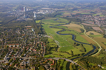 Aerial view, kite festival on the Luenen airfield, Luenen, Ruhrgebiet region, North Rhine-Westphalia, Germany, Europe