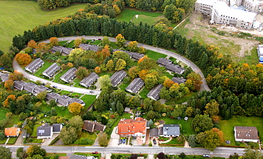 Aerial view, Otto-Brenner-Strasse estate, loop road, Hasslinghausen, Sprockhoevel, Ruhrgebiet region, North Rhine-Westphalia, Germany, Europe