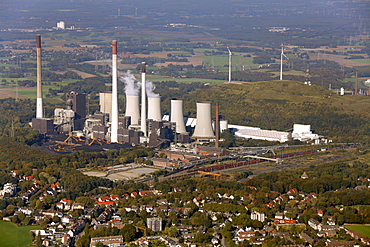 Aerial view, E.ON Kraftwerk Scholven power plant, Gelsenkirchen, Ruhrgebiet region, North Rhine-Westphalia, Germany, Europe