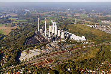 Aerial view, E.ON Kraftwerk Scholven power plant, Gelsenkirchen, Ruhrgebiet region, North Rhine-Westphalia, Germany, Europe