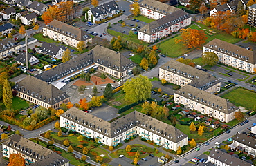 Aerial view, former barracks, Papenbusch, Menden, Maerkischer Kreis county, North Rhine-Westphalia, Germany, Europe