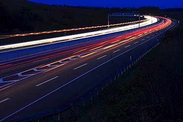 A6 motorway near Weinsberg at night, Baden-Wuerttemberg, Germany, Europe