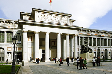 Diego Rodriguez de Silva y Velazquez, 1599-1660, at the entrance to the Prado, Madrid, Spain, Europe