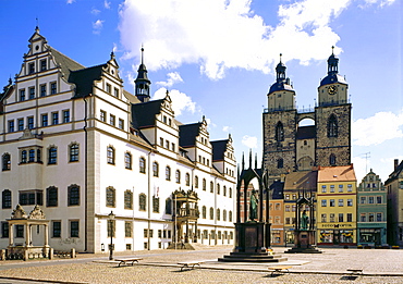 Town Hall and Market Church of Wittenberg, Saxony-Anhalt, Germany, Europe