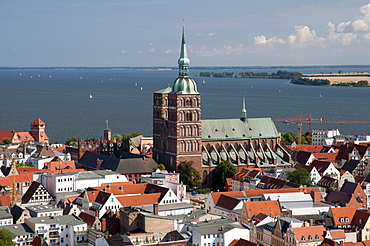 Panorama with Nikolaikirche church, Unesco World Heritage Site, Stralsund, Mecklenburg-Western Pomerania, Germany, Europe