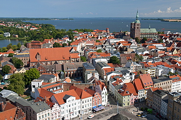 Panorama with Nikolaikirche church, Unesco World Heritage Site, Stralsund, Mecklenburg-Western Pomerania, Germany, Europe