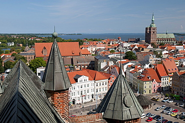 Panorama with Nikolaikirche church, Unesco World Heritage Site, Stralsund, Mecklenburg-Western Pomerania, Germany, Europe