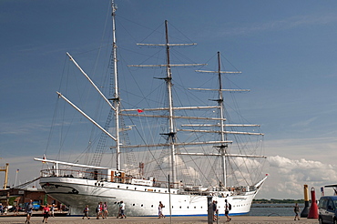 Museum ship Gorch Fock, sailing ship, harbor, Stralsund, Mecklenburg-Western Pomerania, Germany, Europe