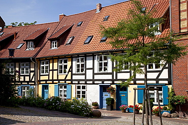 St. John's Abbey, half-timbered houses, Stralsund, UNESCO World Heritage Site, Mecklenburg-Western Pomerania, Germany, Europe