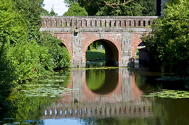 Arched bridge in the castle gardens, Eutin, Naturpark Holsteinische Schweiz nature park, Schleswig-Holstein, Germany, Europe