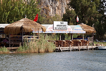 Restaurant on the lagoon, Dalyan, Lycia, Turkey, Asia