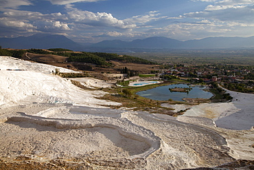 Travertine terraces of Pamukkale, UNESCO World Heritage Site, Denizli, Turkey, Asia