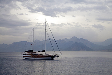 Dark clouds over the coast, Antalya, Turkish Riviera, Turkey, Asia