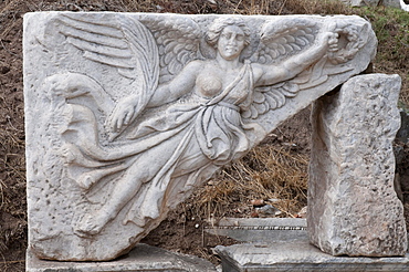 Stone carving, ancient archaeological site of Ephesus, Selcuk, Lycia, Turkey, Asia