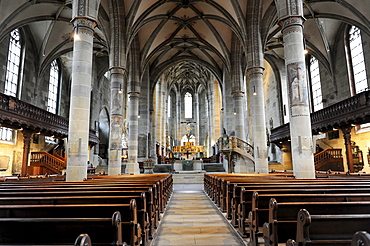 Interior, Protestant Parish Church of St. Michael, Schwaebisch Hall, Baden-Wuerttemberg, Germany, Europe