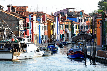 Canal, Burano Island, Venice, Veneto, Italy, Europe