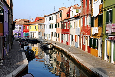 Canal, Burano Island, Venice, Veneto, Italy, Europe