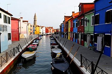 Canal, Burano Island, Venice, Veneto, Italy, Europe