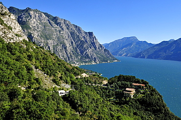 View from Tremosine down to Limone sul Garda, Lake Garda, Lombardia, Italy, Europe