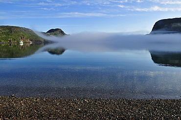 Fog over Saglek Fjord, Torngat Mountains National Park, Newfoundland and Labrador, Canada, North America