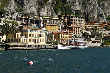 Historic paddlewheeler in Limone sul Garda, Lake Garda, Lombardia, Italy, Europe