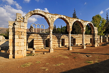 Antique Umayyad ruins at the archeological site of Anjar, Aanjar, Unesco World Heritage Site, Bekaa Valley, Lebanon, Middle East, West Asia