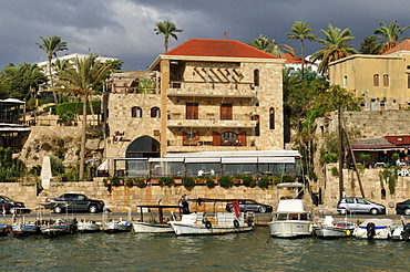 Fishing boats in the harbour of Byblos, Unesco World Heritage Site, Jbail, Lebanon, Middle east, West Asia