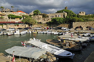 Fishing boats in the harbour of Byblos, Unesco World Heritage Site, Jbail, Lebanon, Middle East, West Asia