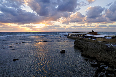 Sunset on the mediterranean coast at Byblos, Unesco World Heritage Site, Jbail, Jbeil, Lebanon, Middle East, West Asia