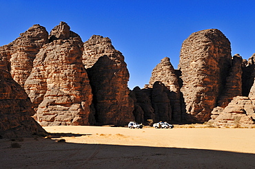 Sandstone rock formation at Tikobaouine, Tassili n'Ajjer National Park, Unesco World Heritage Site, Wilaya Illizi, Algeria, Sahara, North Africa